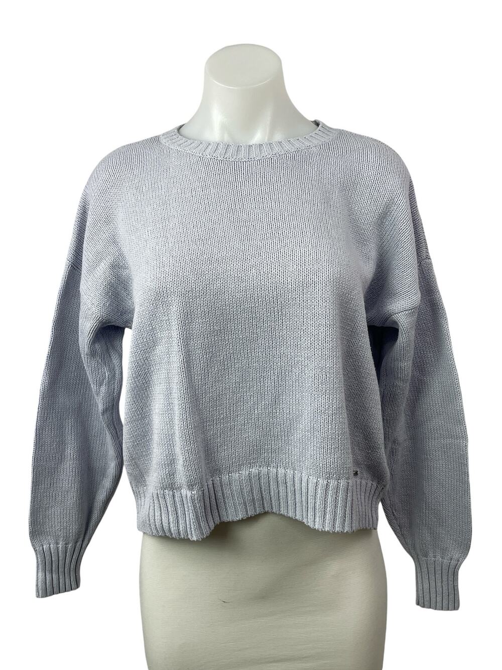 Hollister Women's Gray Crew Neck Long Sleeve Crop Sweatshirt Sweater Top Size S